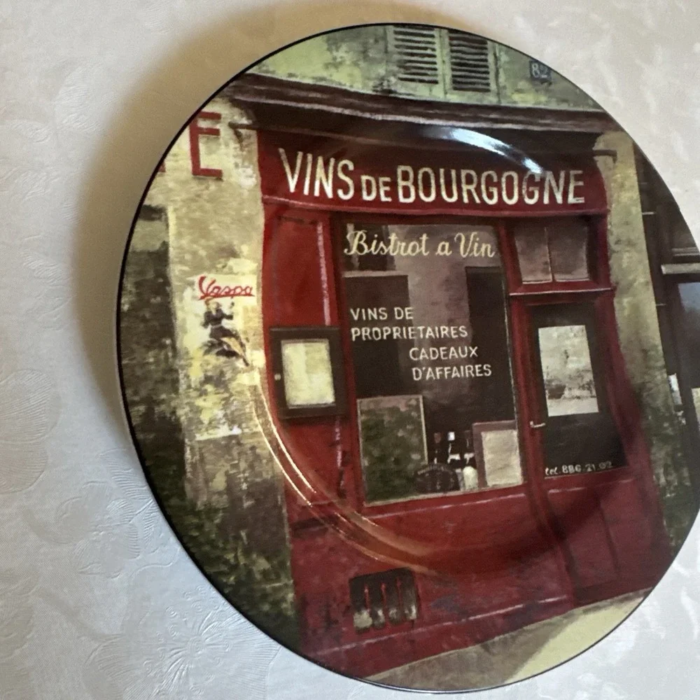 Vins De Bourgogne Sakura French Bistro Plate By Chiu Tak Hak Art In Motion